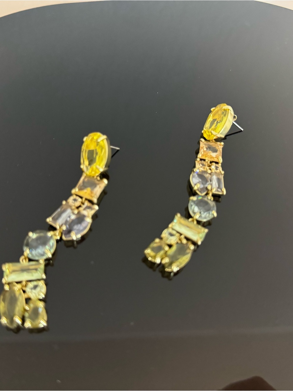 Yellow Multi-Stone Drop Earrings - Elegant Women's Jewelry